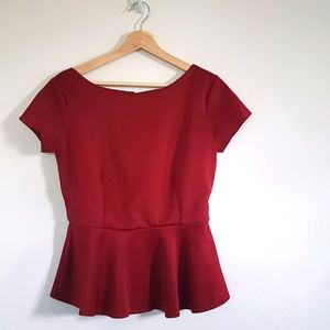 Burgundy Peplum Top